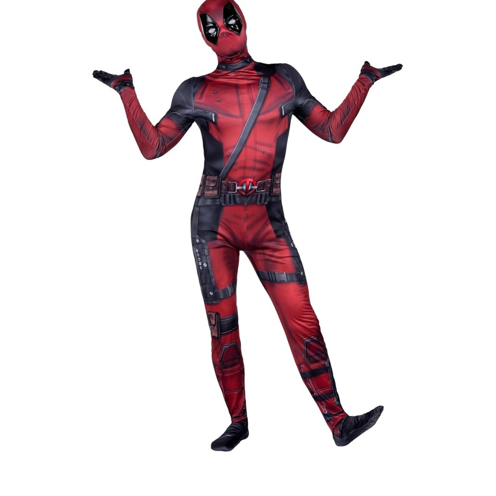 Deadpool-Inspired Red & Black Men's Full-Body Costume